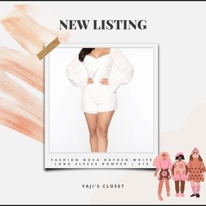 FASHION NOVA Hayden White Long-sleeve Romper